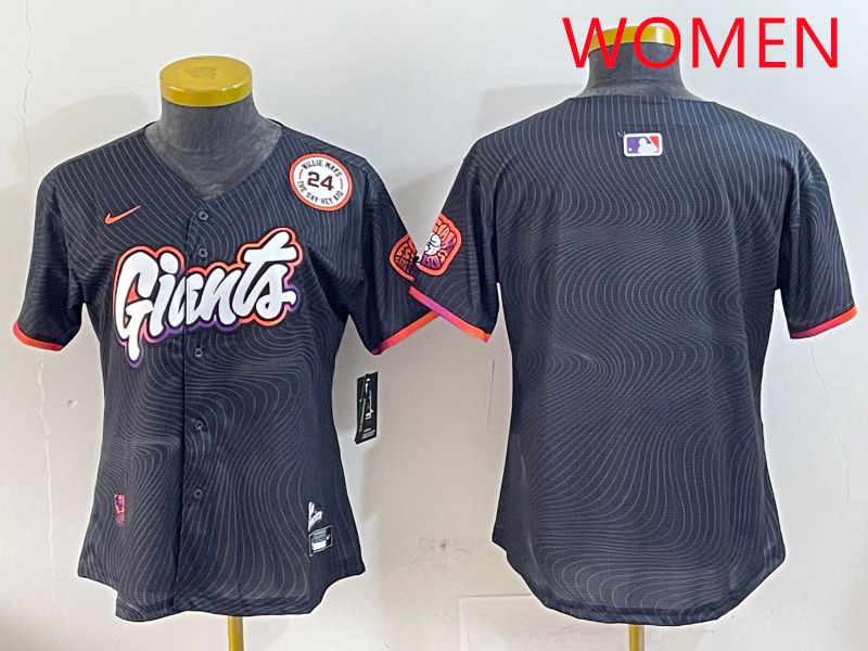 Women San Francisco Giants Blank Black Second generation Joint Name 2025 Nike MLB Jersey style 3
